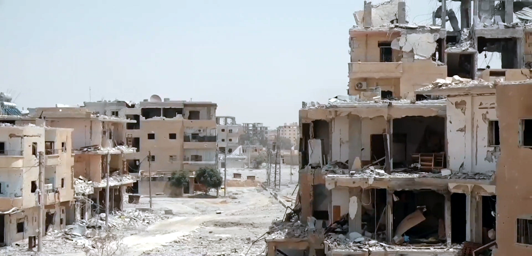 Destroyed buildings in Raqqa during the 2017 military offensive